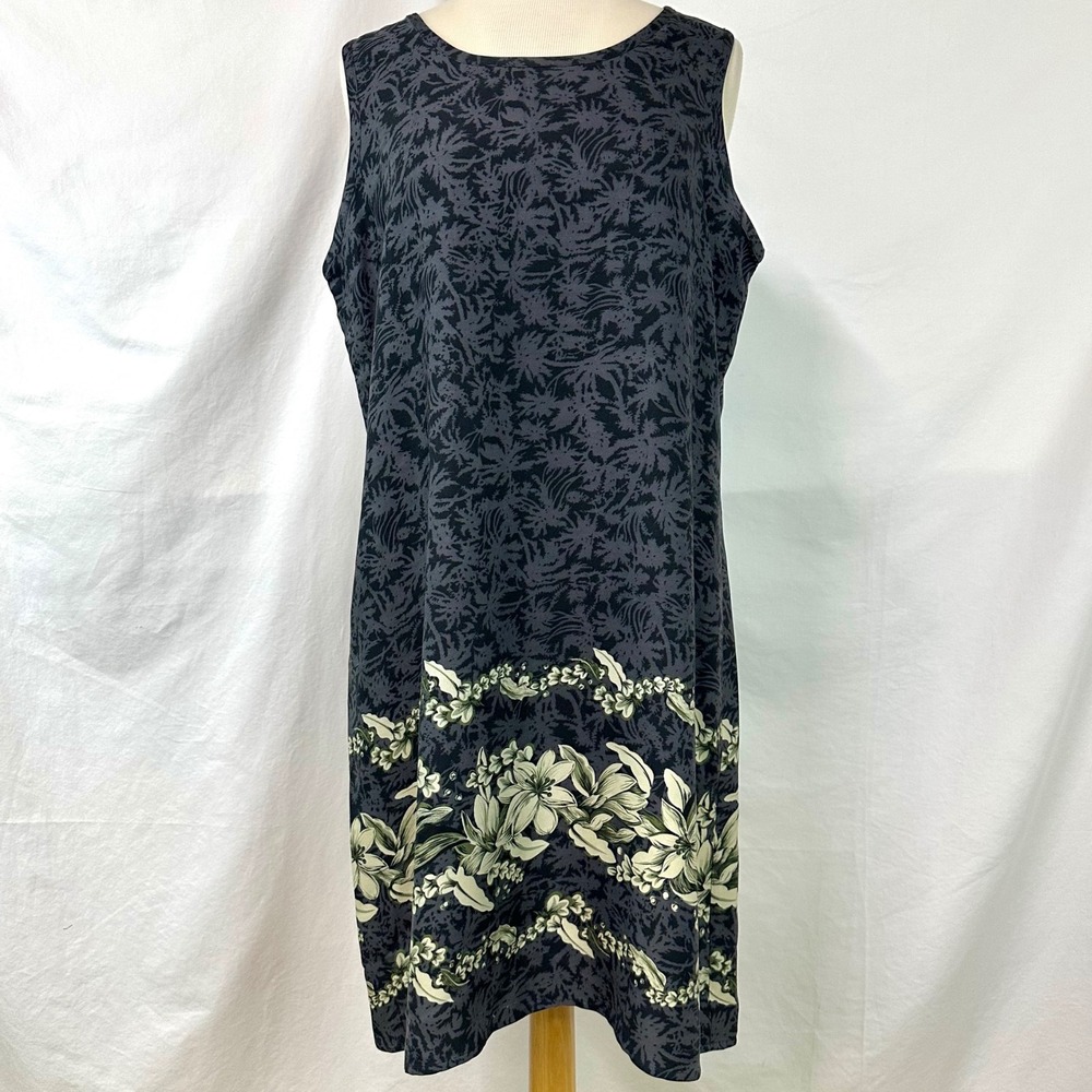TOMMY BAHAMA 100% Silk Tropical Hawaiian Print Shift Tank Dress Resort L Coastal
